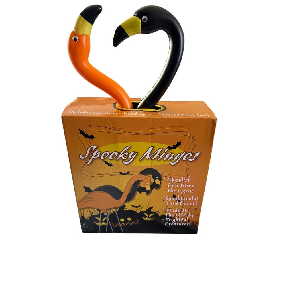 Spooky Mingos Yard Decor Halloween Holiday Outdoor Flamingos - Picture 2 of 4